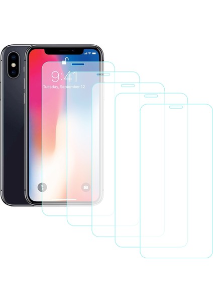 iPhone x / Xs Temperli Cam Ekran Koruyucu 5li Eko Paket Şeffaf