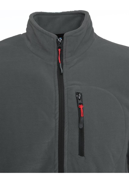 Siyah Renk Tartical Erkek Polar Tam Fermuarlı Standart Kalıp 3 Çepli Erkek Polar Spor Sweatshirt fiyatları