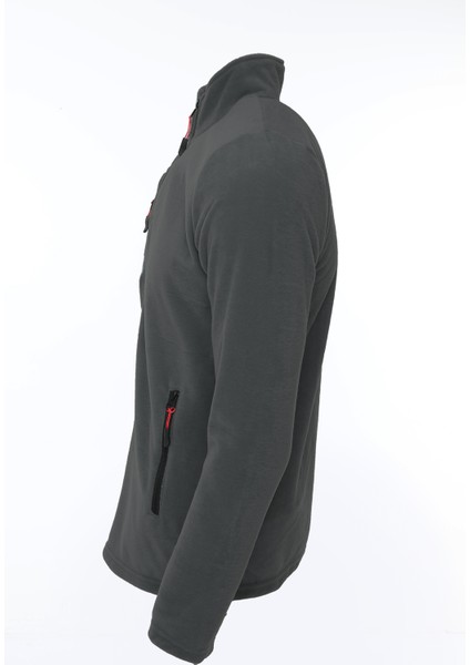 Siyah Renk Tartical Erkek Polar Tam Fermuarlı Standart Kalıp 3 Çepli Erkek Polar Spor Sweatshirt fırsatları