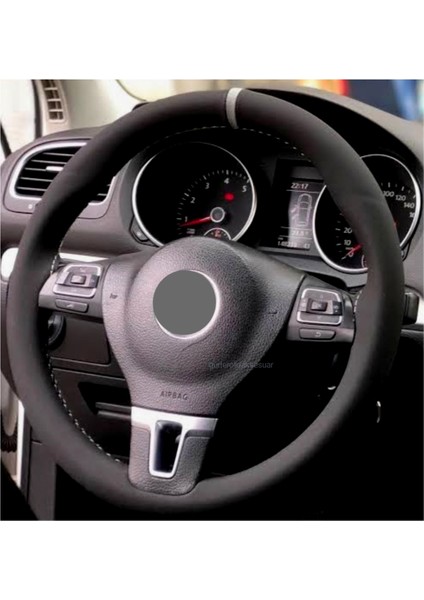 Vw Jetta Mk7 Dikmeli Direksiyon Kılıfı Alkantra Gri Yüzüklü modelleri