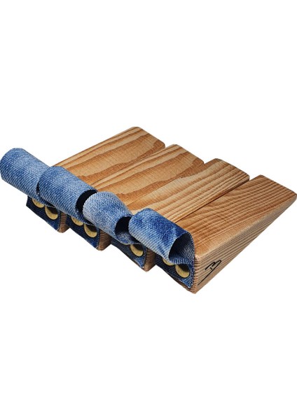 Premium Mavi Jean Kot Kapı Altlığı Kapı Stoperi Stopper Kapı Durdurucu (4lü Paket)