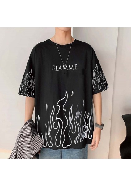 Daily Fashion Siyah Flamme () T-Shirtt