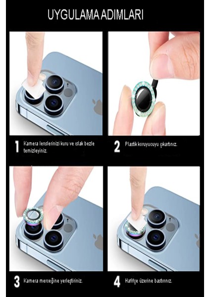Apple iPhone 11 Taşlı Tasarım Temperli Cam Kamera Lens Koruyucu - Kırmızı fırsatları