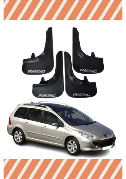 Peugeot 307 Stw Tüm Kasalar Racing Yazılı 4'lü Tozluk Çamurluk Paçalık