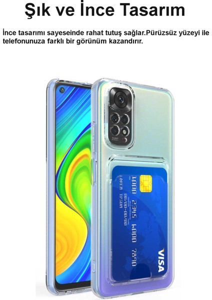 Caseart Xiaomi Redmi Note 11 Pro 5g Kapak Kamera Korumalı Kartlıklı Şeffaf Silikon Kılıf