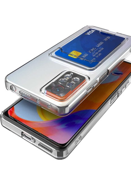 Xiaomi Redmi Note 11S Global Kapak Kamera Korumalı Kartlıklı Şeffaf Silikon Kılıf