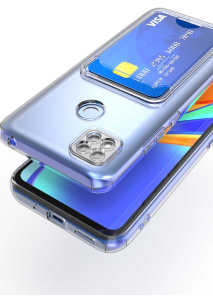 Xiaomi Redmi 9c Kapak Kamera Korumalı Kartlıklı Şeffaf Silikon Kılıf