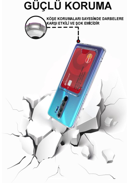 Caseworld Xiaomi Redmi Note 8 Pro Kapak Kamera Korumalı Kartlıklı Şeffaf Silikon Kılıf