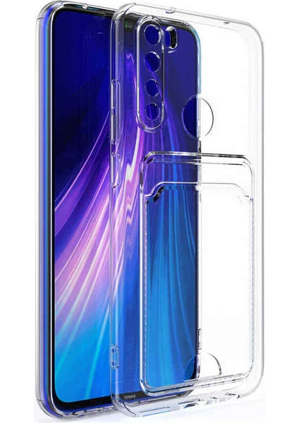 Case World Caseworld Xiaomi Redmi Note 8 Kapak Kamera Korumalı Kartlıklı Şeffaf Silikon Kılıf