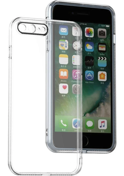 Case World Caseworld Apple iPhone 7 Plus Kapak Kamera ve Mercek Korumalı  Şeffaf Silikon Kılıf