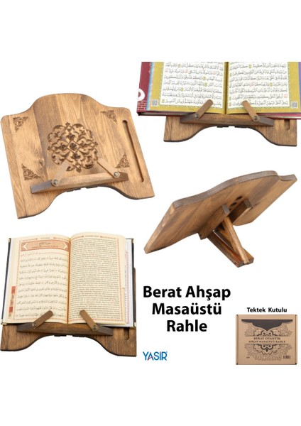 Ahşap Rahle - Masa Üstü Ahşap Rahle - Berat Oymalı Rahle -