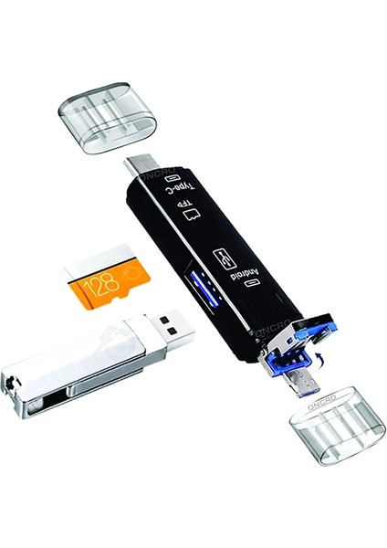 5068 Otg 3in1 Type-C ve Micro USB Tf Çevirici Dönüştürücü Kart Okuyucu fiyatları