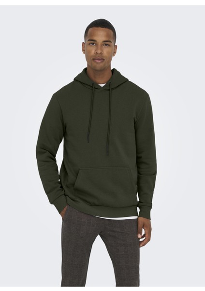 Kapüşon Yaka Koyu Gri Erkek Sweatshirt 22018685_ONSCERES Hoodie Sweat Noos