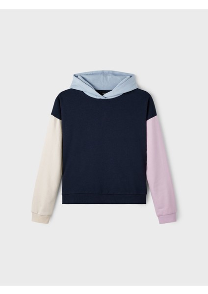 Geometrik Kız Çocuk Lacivert Sweatshirt Nlfnaven Ls Sweat W Hood