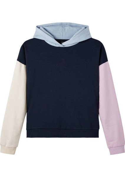 Geometrik Kız Çocuk Lacivert Sweatshirt Nlfnaven Ls Sweat W Hood