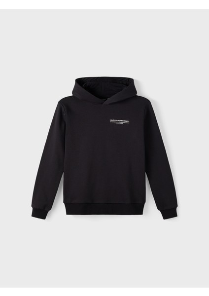 Baskılı Erkek Çocuk Siyah Sweatshirt Nlmnenry Ls Sweat W. Hood