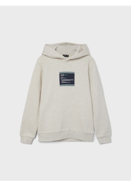 Baskılı Erkek Çocuk Krem Sweatshirt Nlmnevo Ls Sweat W. Hood