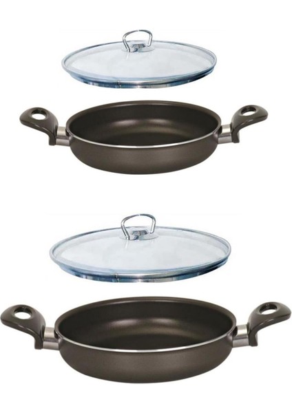 Teflon Sahan Set 20+18 cm Cam Kapaklı