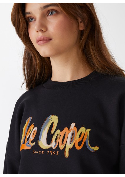 O Yaka Baskili Siyah Kadin Sweatshirt 231 Lcf 241016 Tila Siyah fiyatları