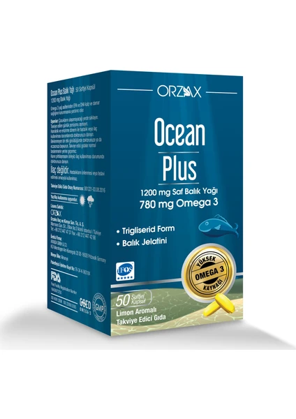 Ocean Plus 1200 Mg Saf Balık Yağı Omega3 50 Kapsül