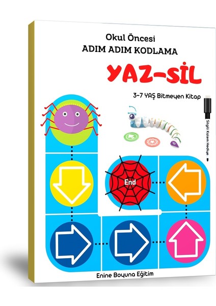 Okul Öncesi Adım Adım Kodlama Yaz-Sil Kitabı (Ciltli)