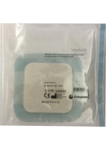 Biatain Silicone AG+15X15CM Gümüşlü Yapışkanlı Silikon Köpüklü Yaraa Örtüsü (5 Adet) 39639