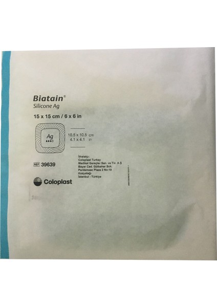 Biatain Silicone AG+15X15CM Gümüşlü Yapışkanlı Silikon Köpüklü Yaraa Örtüsü (5 Adet) 39639