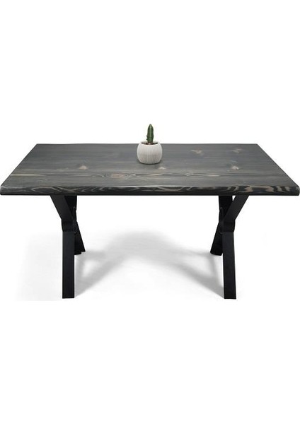 Doğal Ağaç Masif Kütük Masa Yemek Masası (Metal Ayak) 75CM x 115CM
