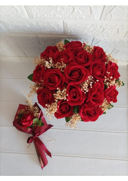 Büyük Boy Kız Istemeçiçeği/kırmızı Gül/kutuda Gül/yapay Gül
