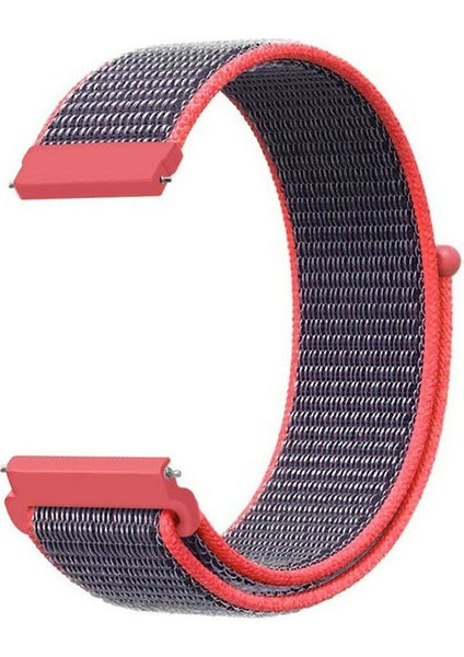 Samsung Galaxy Watch 42 mm Uyumlu Dokuma Kordon Elektrik Pembe