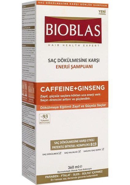 Enerji Şampuanı Caffeine + Ginseng 360 ml