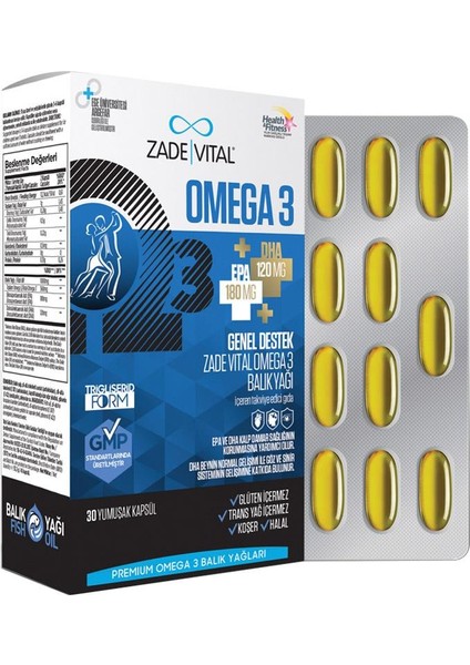 Omega 3 Balık Yağı Premium 30 Yumuşak Kapsül