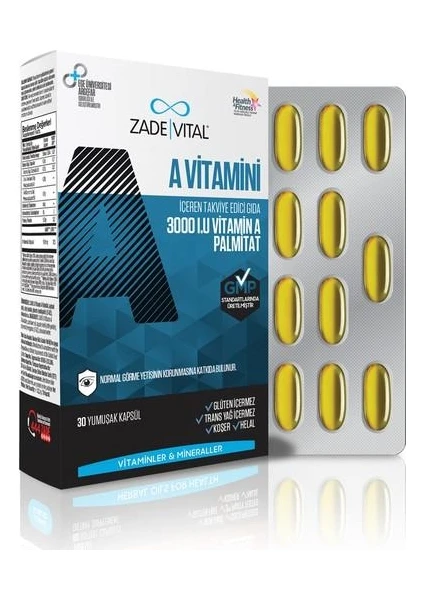 Zade Vital A Vitamini 30 Yumuşak Kapsül