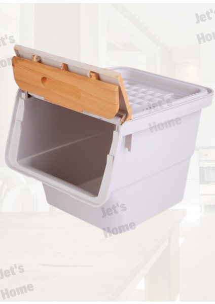 Jet’s Home 3’lü Bambu Jumbo Boy Organizer Kutu Tekerlekli Patateslik Soğanlık Sepeti 33 Lt