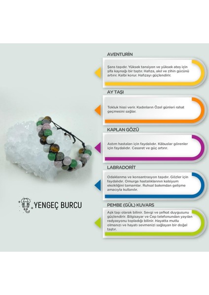 Yengeç Burcu Doğal Taş Makrome Bileklik 212216