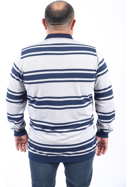 Büyük Beden Erkek Polo Yaka Sweatshirt 22404-GRI modelleri