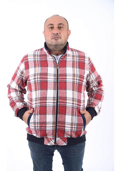Büyük Beden Dik Yaka Sweat Oduncu 22219-BORDO