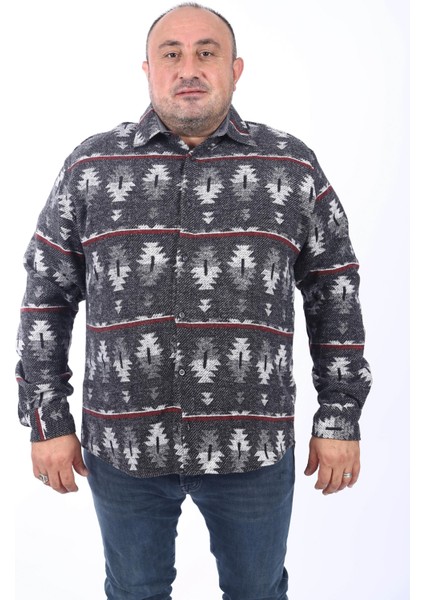 Oduncu Gömlek Mc Three Rug Print 22212-SIYAH