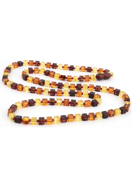 Kareküp Kesimli Gerçek Damla Kehribar Kolye 55 cm fiyatları