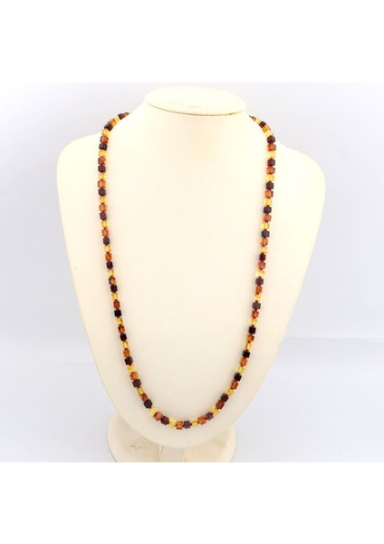 Kareküp Kesimli Gerçek Damla Kehribar Kolye 55 cm fırsatları