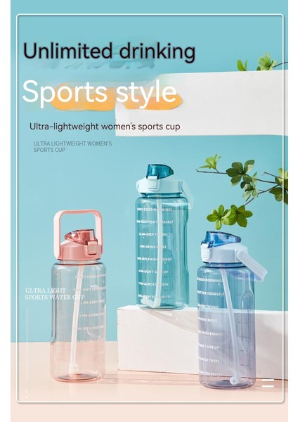 2000ML Açık Taşınabilir Spor Fitness Uzay Bardağı Şeffaf Plastik Su Matarası (Yurt Dışından)