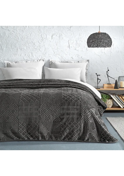 Bedding Nova Çift Kişilik Emboss Battaniye - Gri