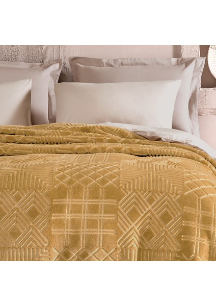 Bedding Nova Çift Kişilik Emboss Battaniye - Hardal