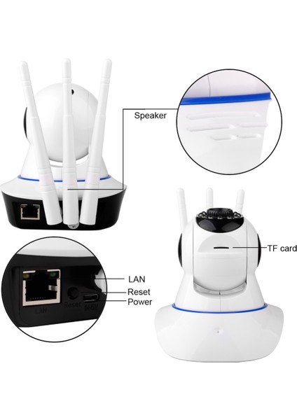 1080P Ip Smart Hd Wifi Kablolu ve Kablosuz Kamera 3 Anten Ev Güvenlik Bebek Izleme Ir Gece Gözetim Kamerası fırsatları