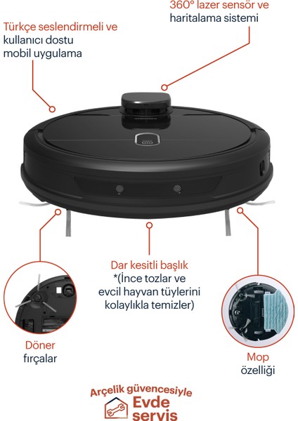 Moplu Haritalamalı Akıllı Robot Süpürge VCR 9031