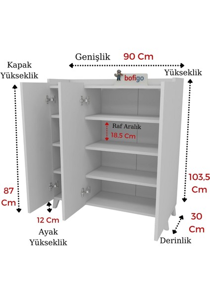 3 Kapaklı Çok Amaçlı Dolap Çok Amaçlı Mutfak Dolabı Banyo Dolabı Ayakkabılık Beyaz