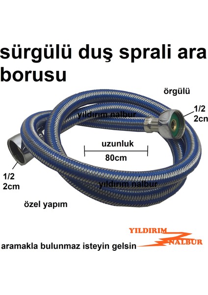 Sürgülü Duş Sprali Özel Ebat Ölçü 80CM Duş Hortumu Örgülü Taharatmatik Borusu Kısa Duş Sprali fiyatları