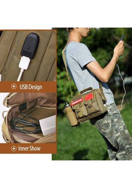 USB Molle Askeri Çanta Taktik Messenger Çanta Fanny Kemer Kamp Açık Avcılık Ordu Assault Taktik Sling Sırt Çantası XA675WA  (Yurt Dışından)