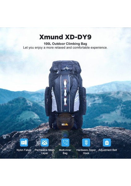 Xmund Xd-Dy9 100L Tırmanma Sırt Çantası Su Geçirmez Spor Seyahat Hiking Sırt Çantası (Yurt Dışından) fiyatları