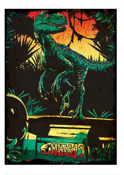 jurassic Park Dinozor Tasarım Ahşap Tablo
